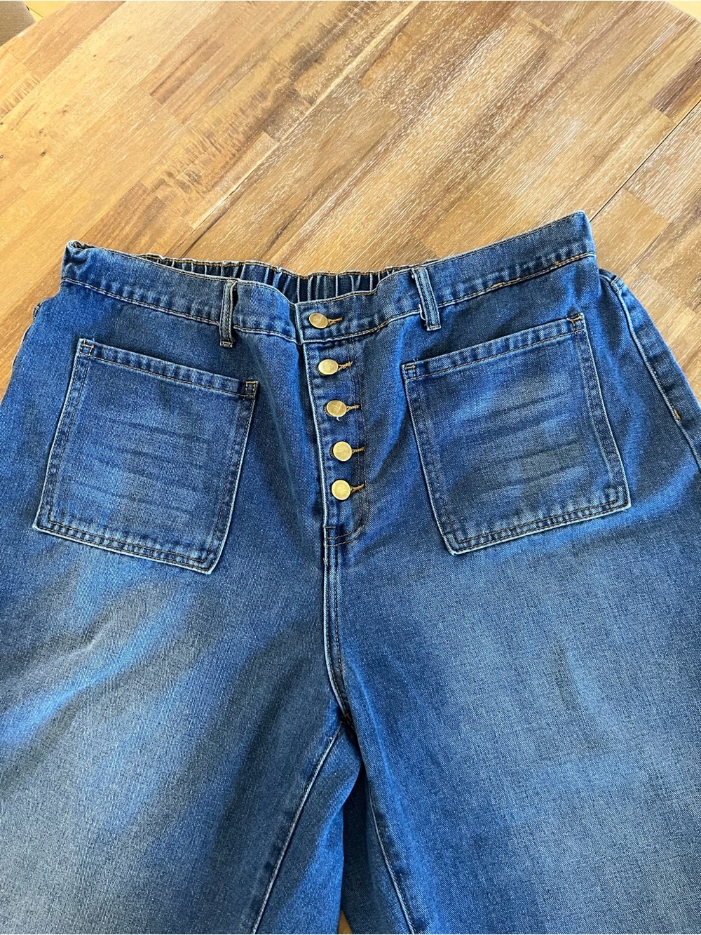 High-Rise Blue Women’s Jeans with Front Button Fly